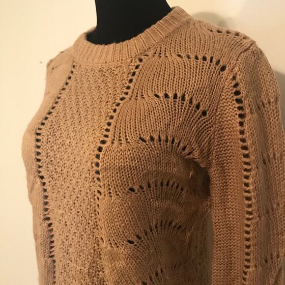 Tan Catherine Malandrino open weave knit sweater SZ XS - Picture 2 of 9
